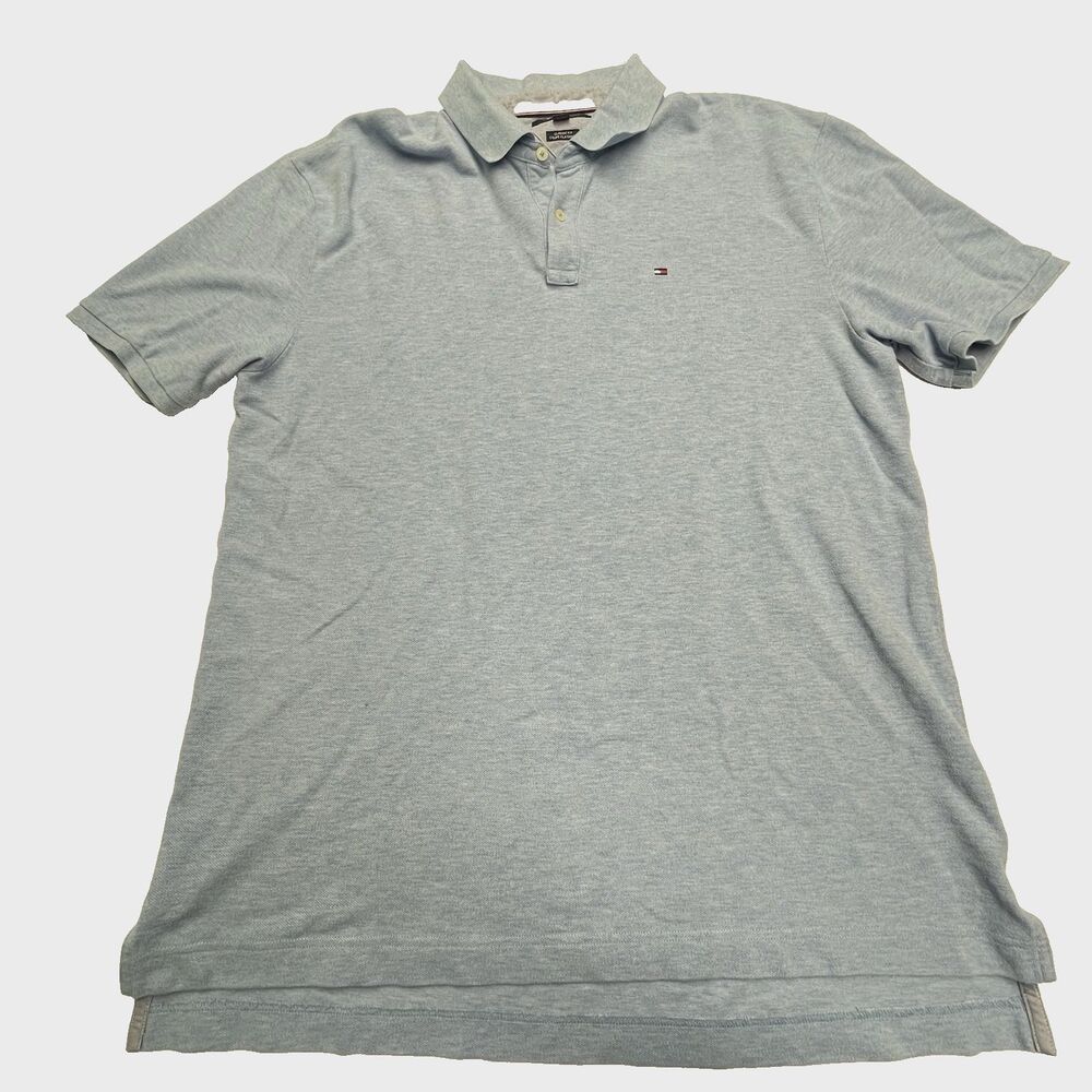 Tommy Hilfiger Classic Fit Short Sleeve Polo Shirt Light Blue Men's Size XL